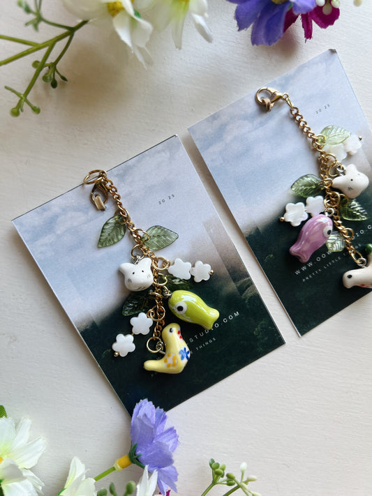 Farm Friends Charm, Ceramic Animal Bag Charm