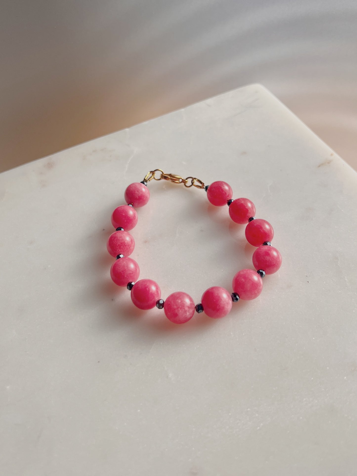 Rose Pink Jade Gemstone Bracelet
