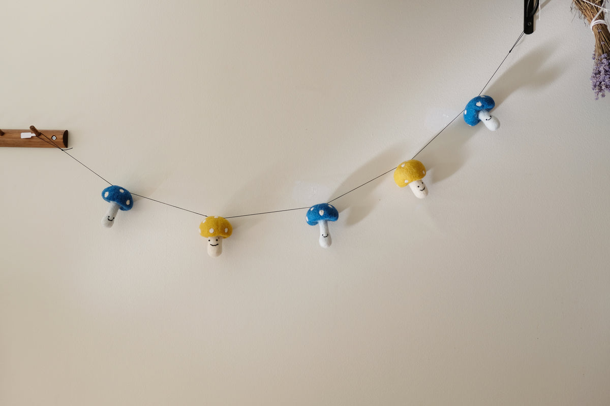 Blue and Yellow Mushroom Garland