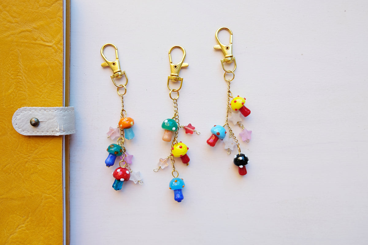 Colorful Mushroom Bag Charm