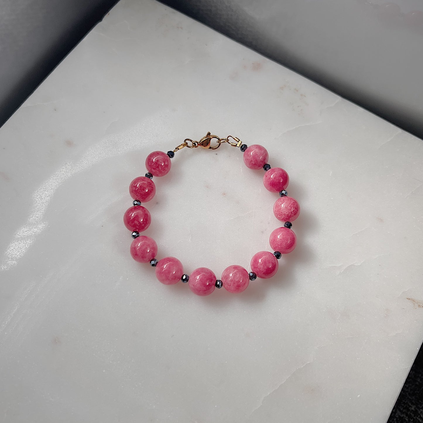 Rose Pink Jade Gemstone Bracelet