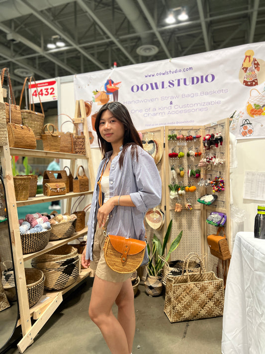 Leather top saddle bag