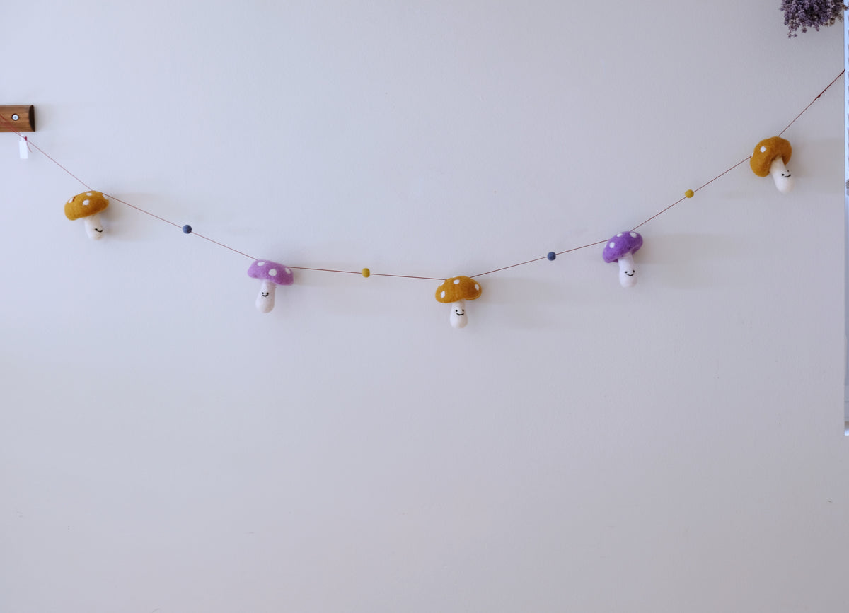 Yellow and Purple Mushroom Garland