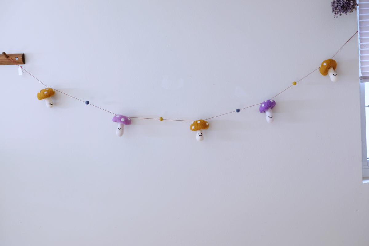 Yellow and Purple Mushroom Garland