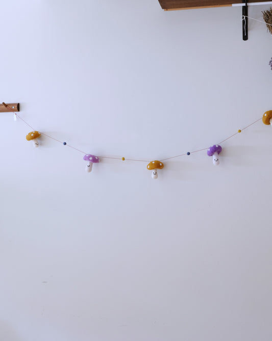 Yellow and Purple Mushroom Garland
