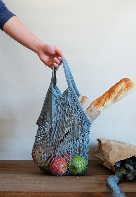 Stone Blue Short Net Market Bag